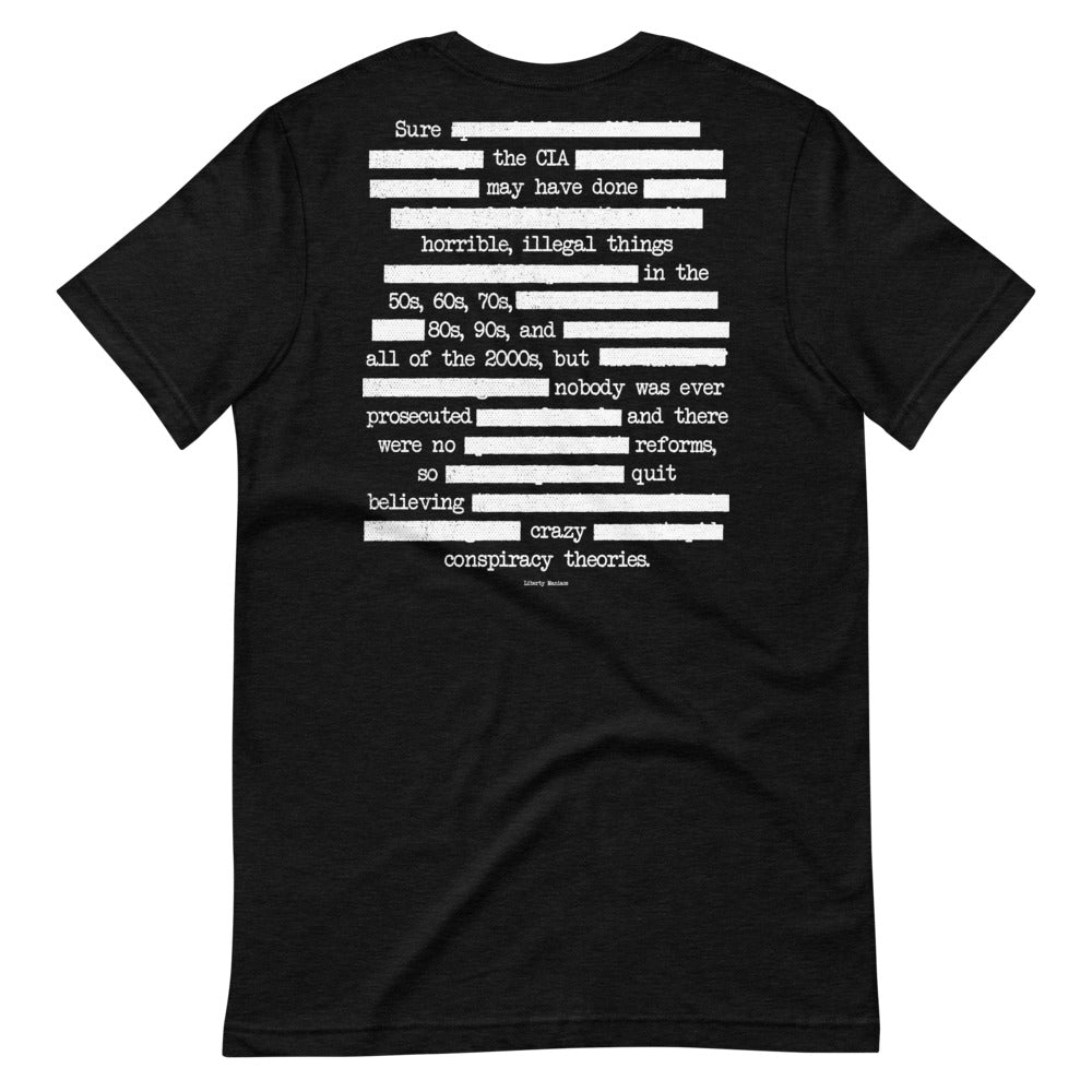 I Need New Conspiracy Theories Redacted CIA Short-Sleeve Unisex Graphic T-Shirt