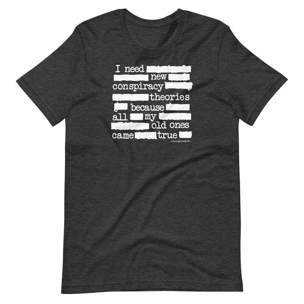 I Need New Conspiracy Theories Redacted CIA Short-Sleeve Unisex Graphic T-Shirt