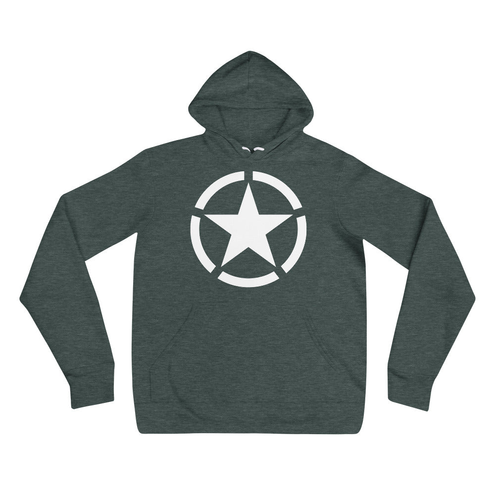 WW2 Circled Star Pullover Sponge Fleece Hoodie Sweatshirt