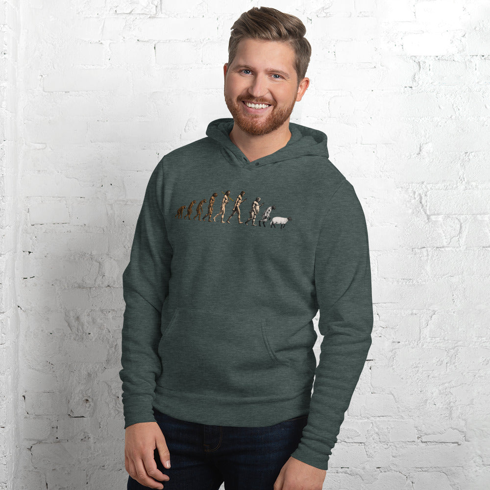 March of Devolution Sheeple Unisex Airlume Fleece Hoodie