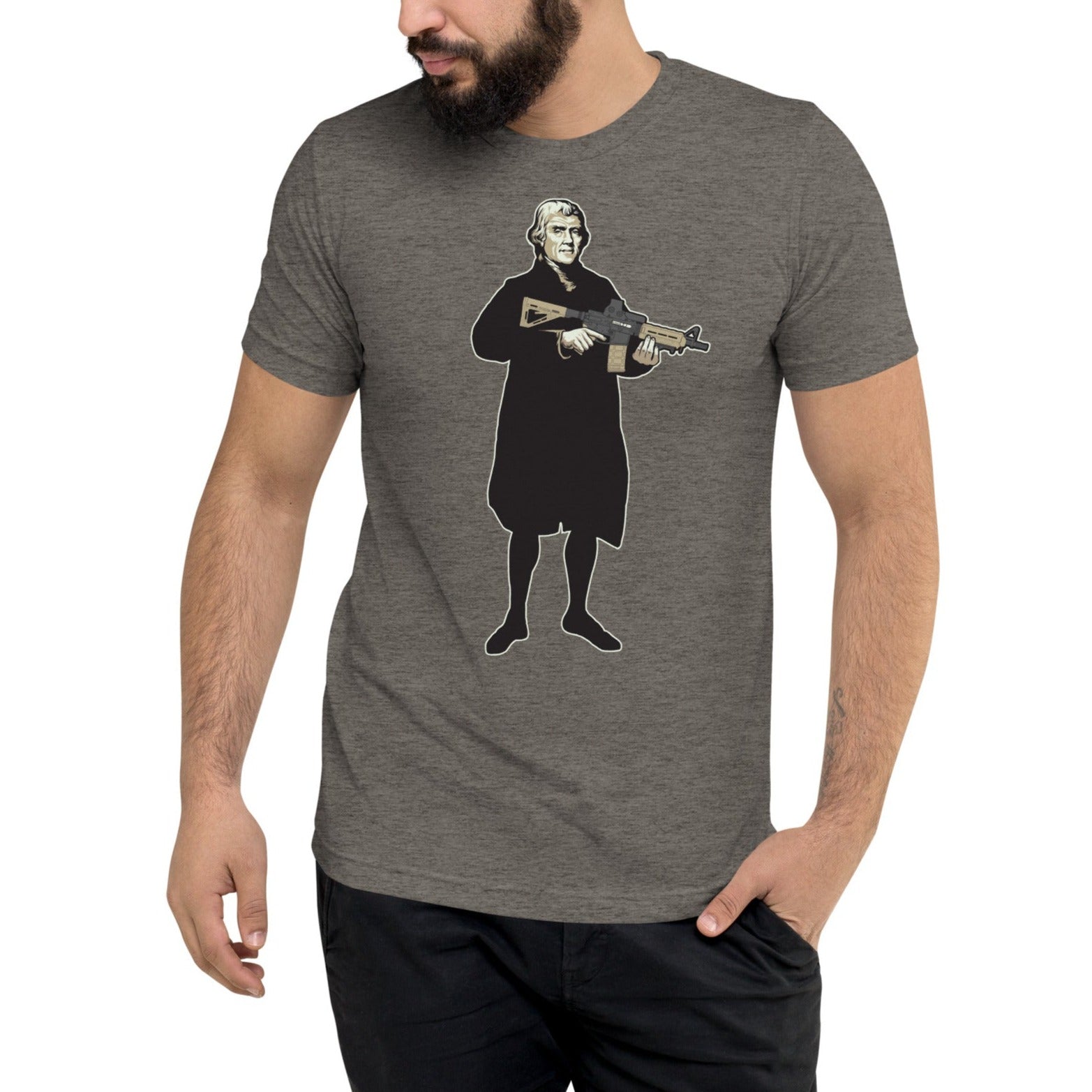 Thomas Jefferson With a Carbine Tri-Blend T-Shirt
