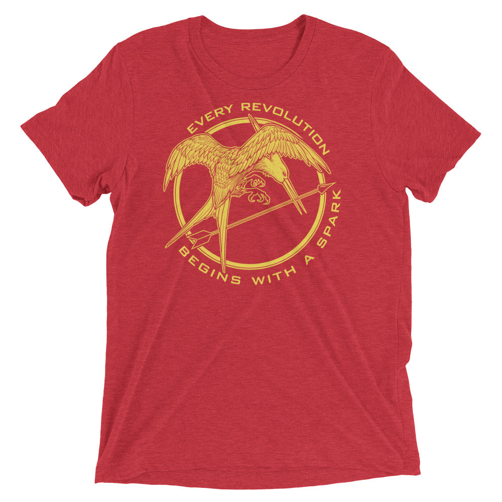 Mockingjay Revolution Begins With A Spark Tri-Blend T-Shirt