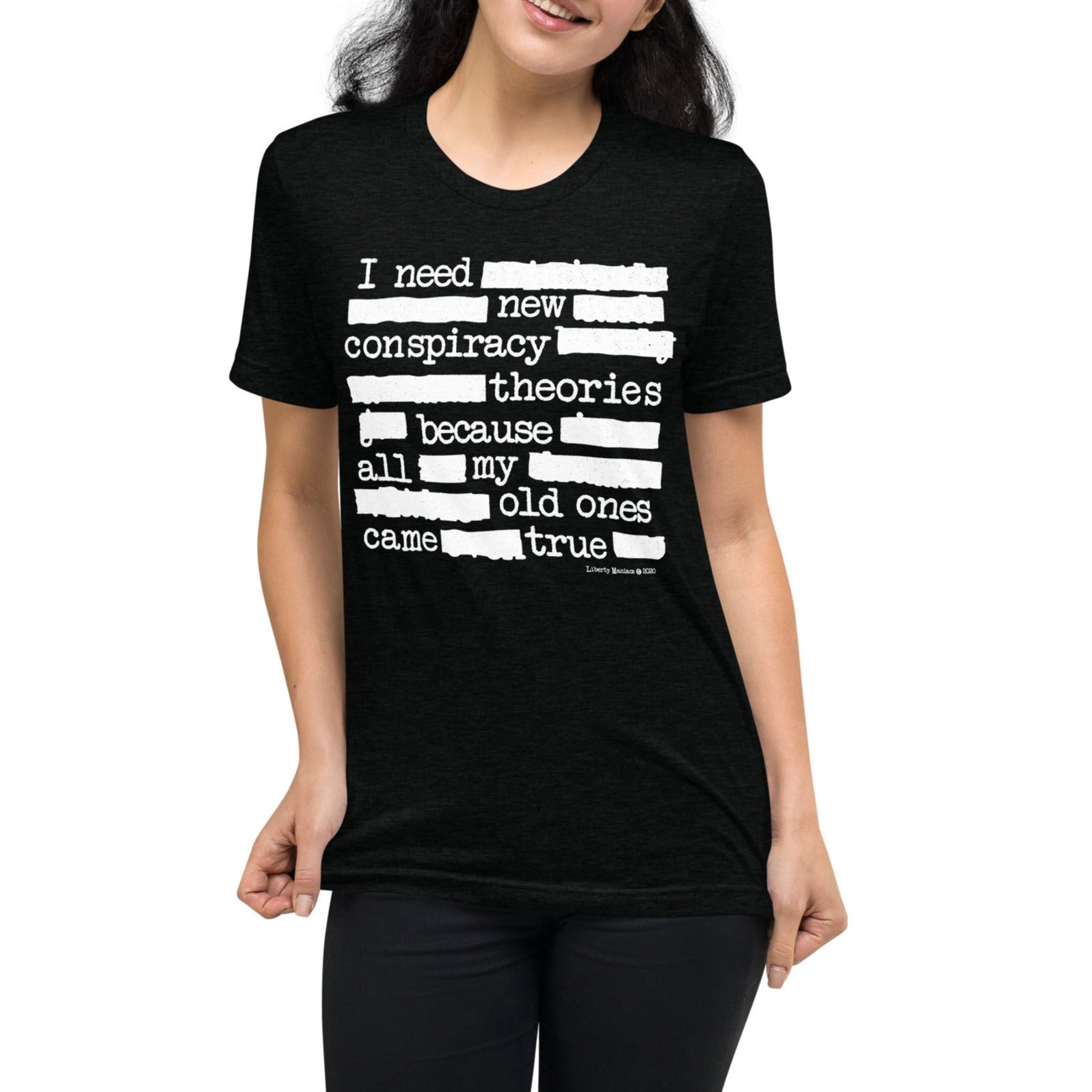 I Need New Conspiracy Theories Redacted Unisex Tri-Blend Track Shirt