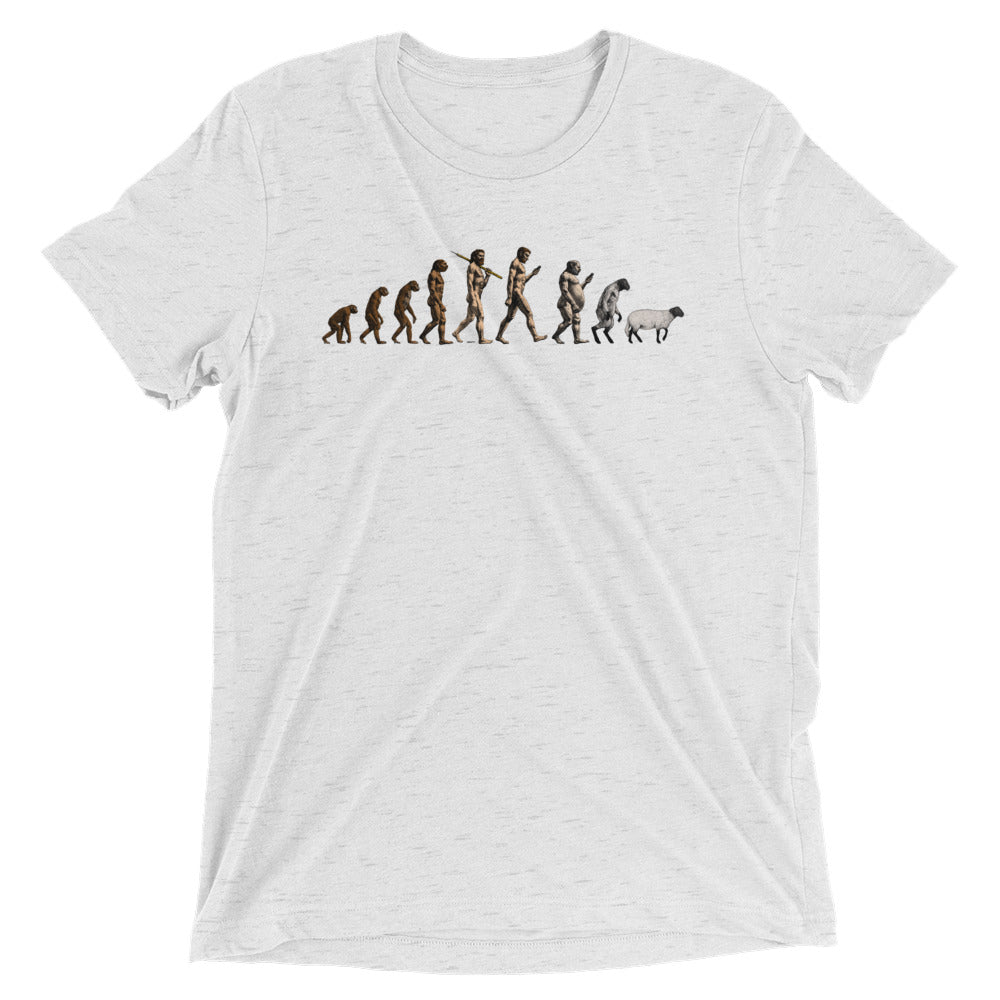 March of Devolution Sheeple Tri-Blend Track Shirt