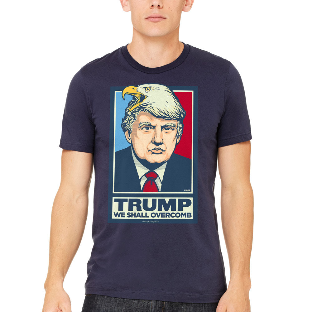 Donald Trump We Shall Overcomb t-shirt product image with bald eagle combover political parody design