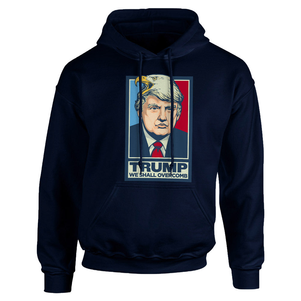 Donald Trump We Shall Overcomb Hoodie Sweatshirt by Liberty Maniacs in Navy Blue