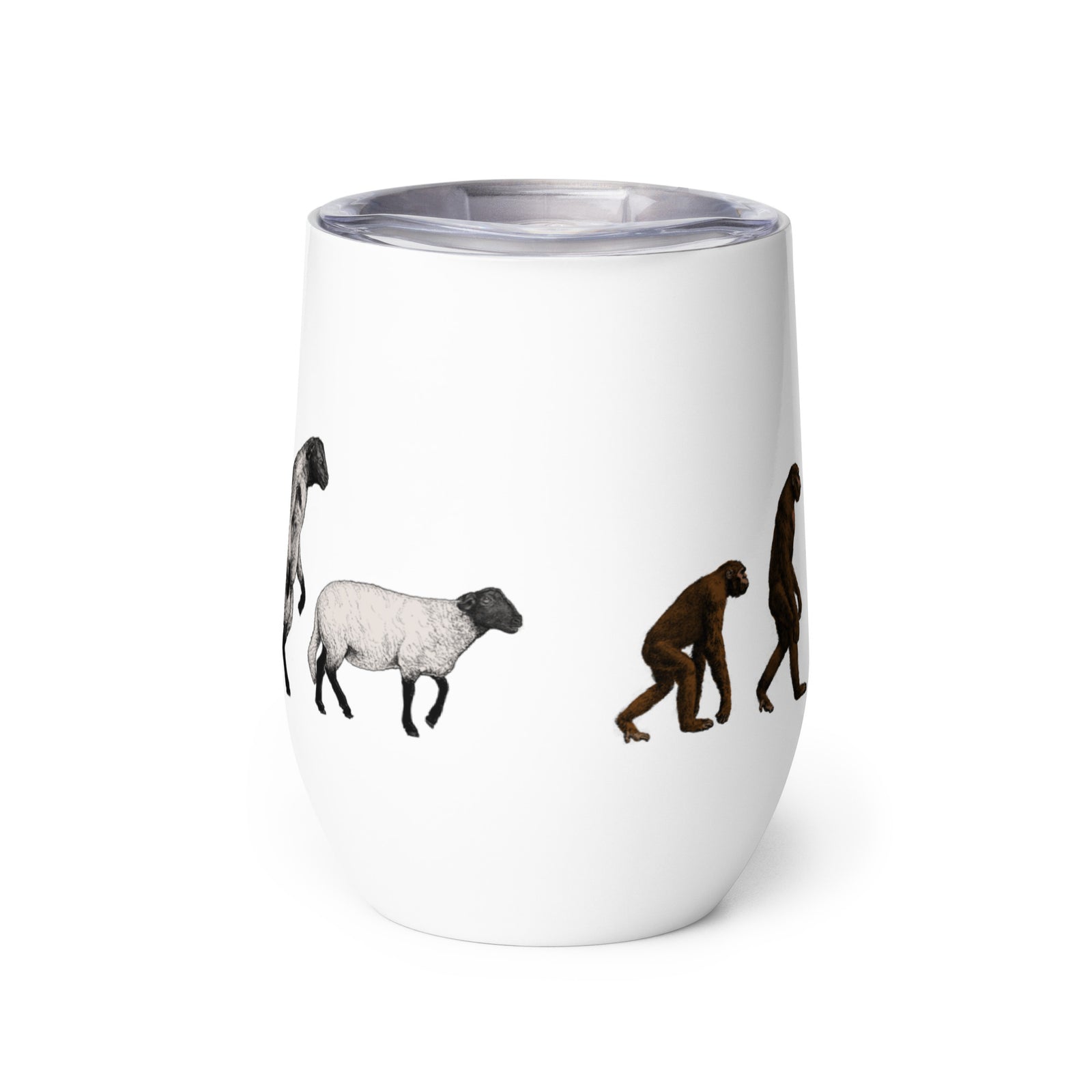 March of Devolution Sheeple Wine Tumbler