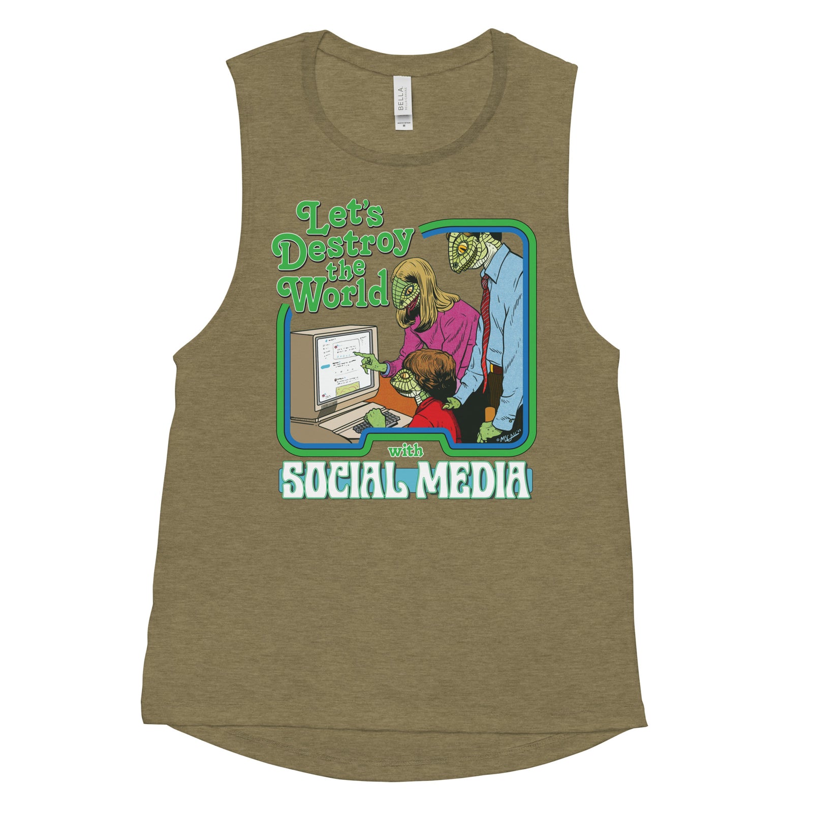 Let’s Destroy the World with Social Media Ladies’ Muscle Tank