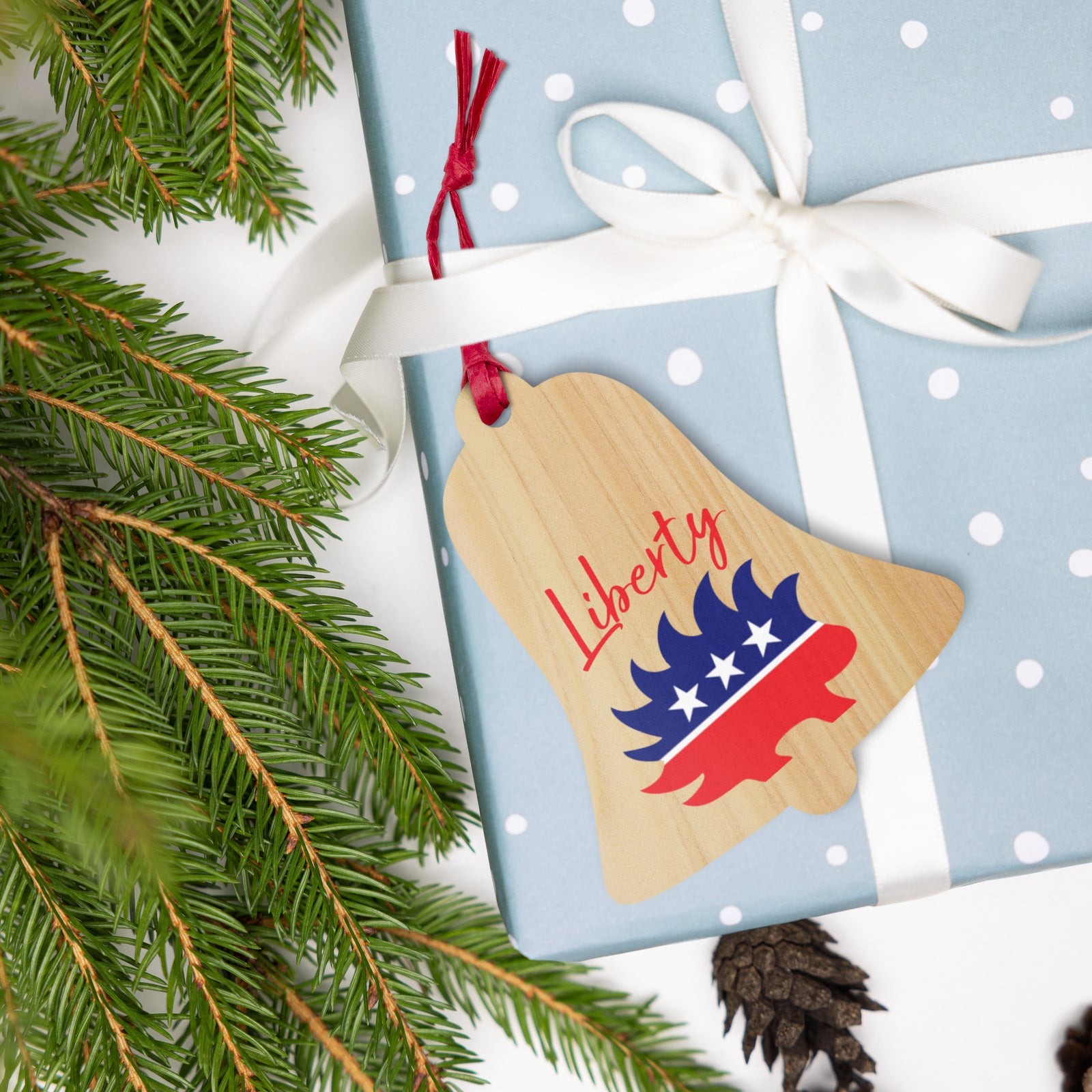 Liberty Bell Porcupine Wooden Ornaments