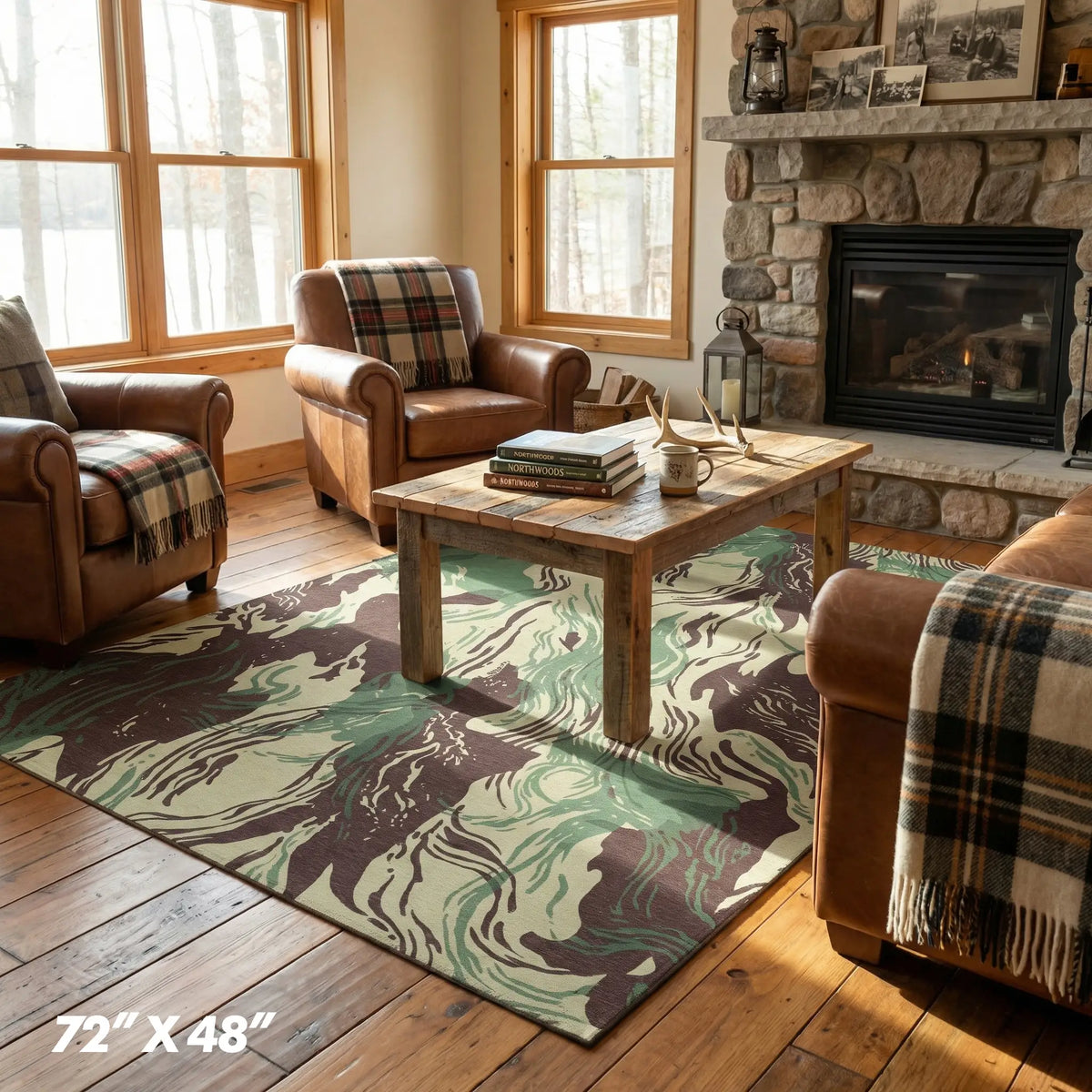 Rhodesian Brushstroke Camouflage Area Rug