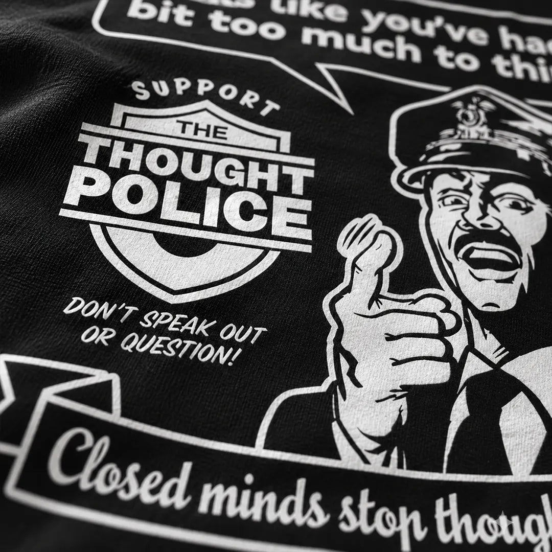 Too Much To Think Retro Thought Police Oversized Boxy Tee
