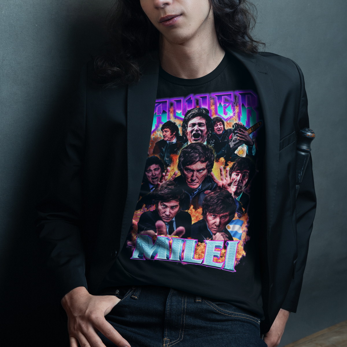 Javier Milei 90s Bootleg Graphic T-Shirt