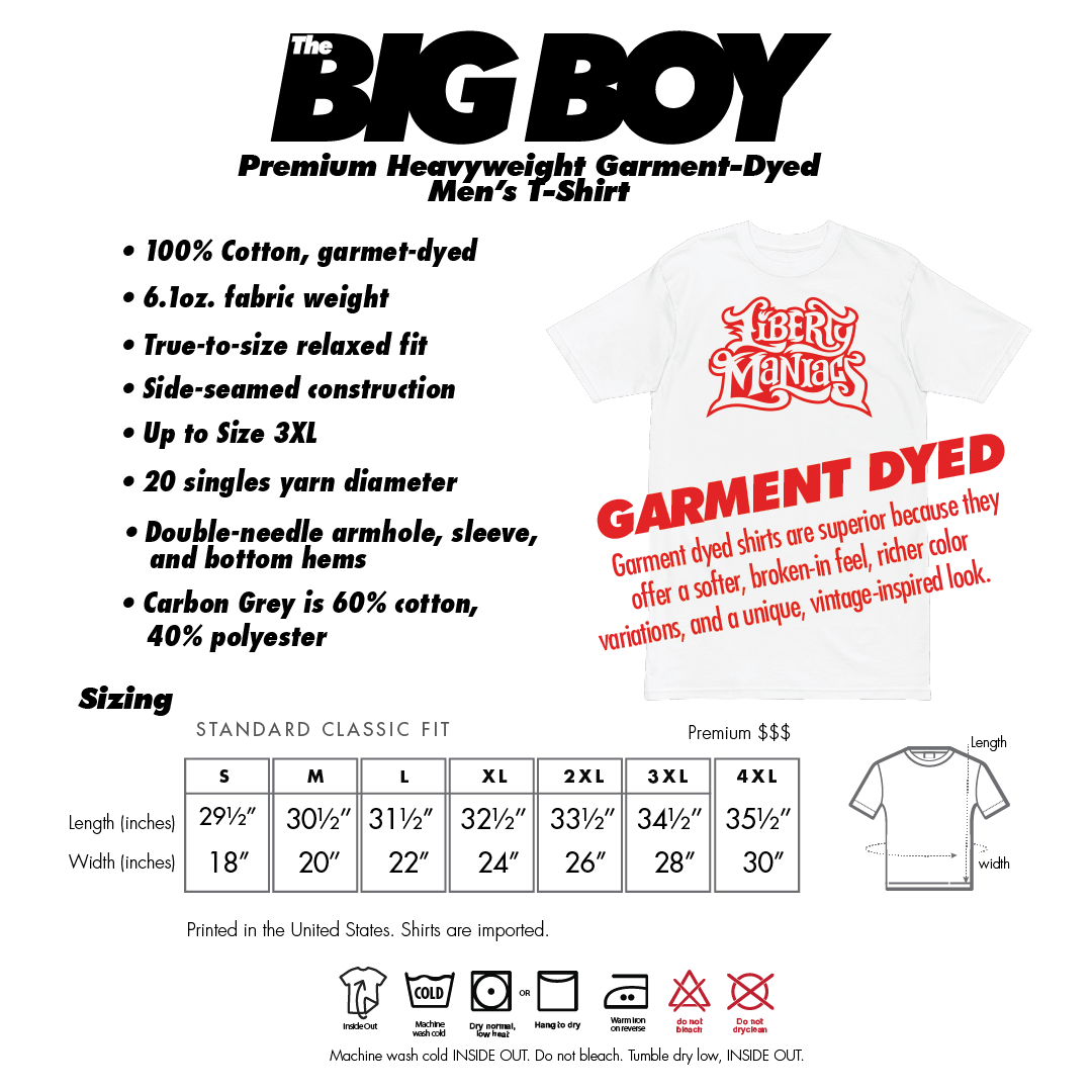 Uzi Men’s Garment-dyed Heavyweight Embroidered T-shirt