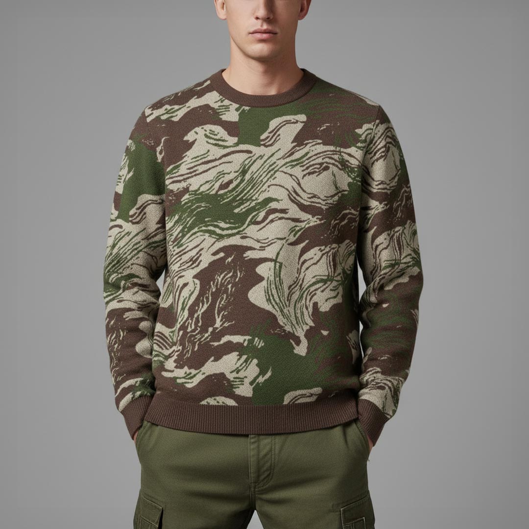 Rhodesian Brushstroke Knitted Crew Neck Sweater