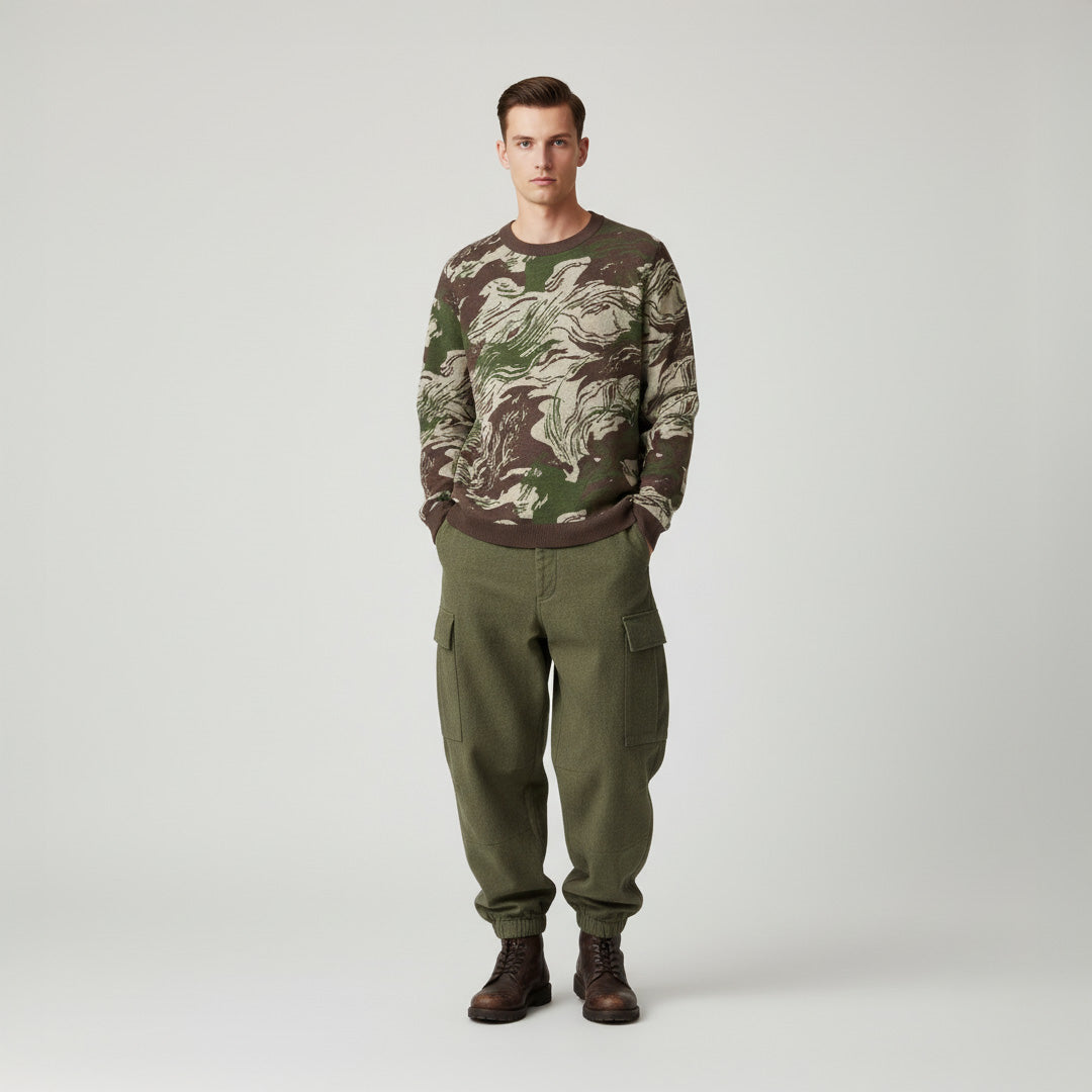 Rhodesian Brushstroke Knitted Crew Neck Sweater