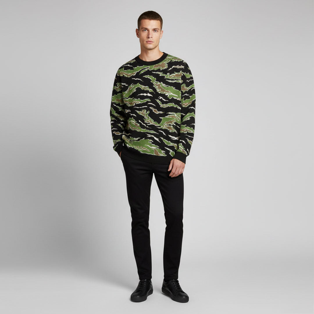 Tiger Stripe Jungle Camo Knitted Crew Neck Sweater