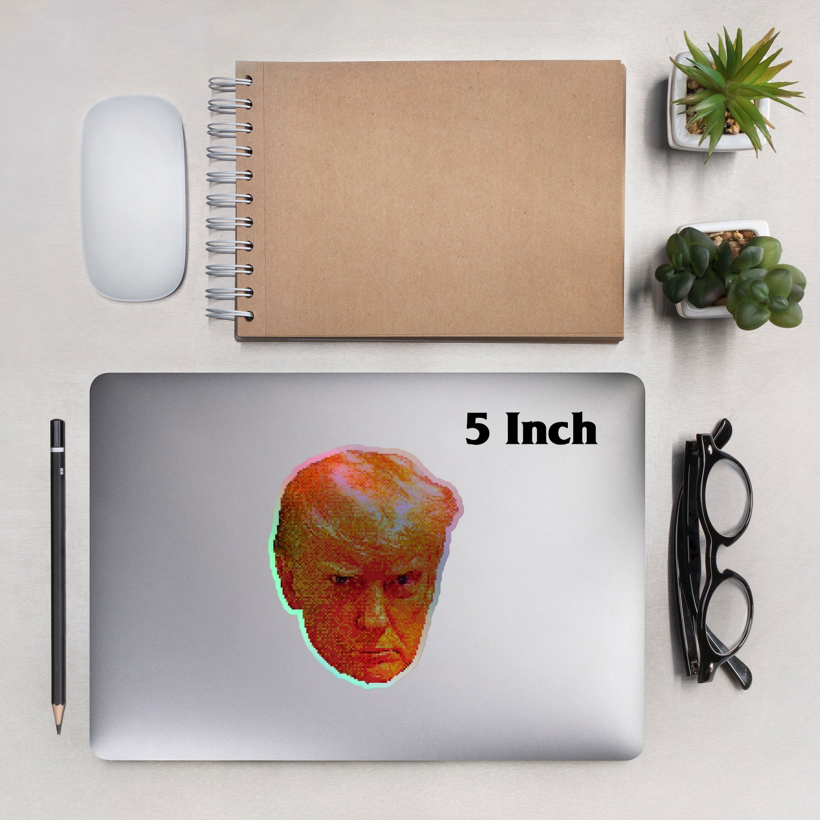 Trump Mugshot Final Boss 64 Bit Holographic Stickers