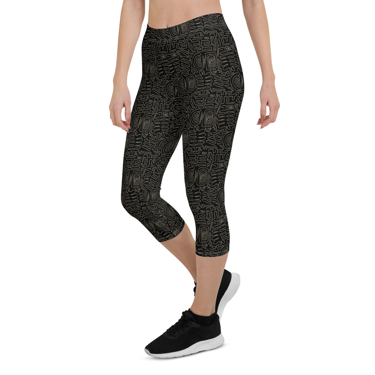 Gold Leaves Capri Leggings