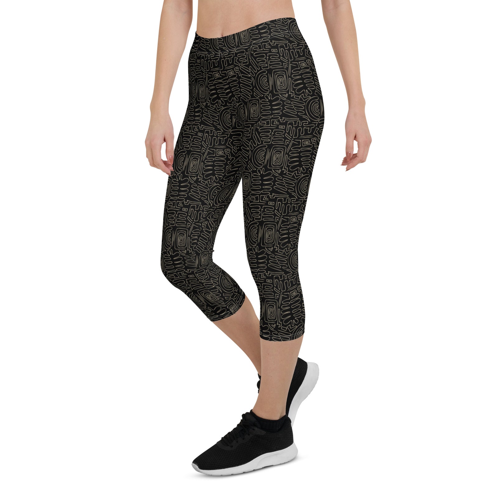 Gold Leaves Capri Leggings