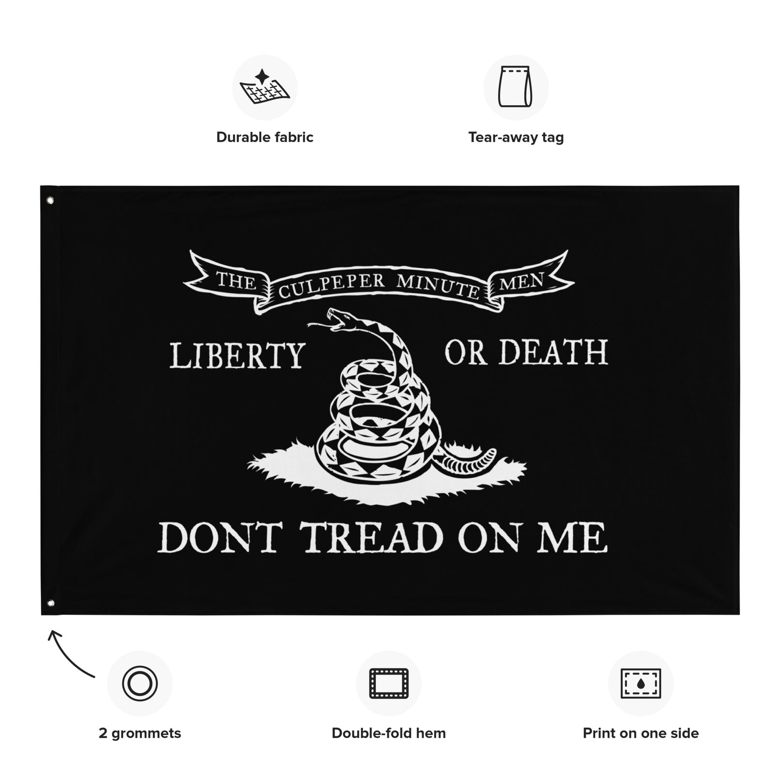 Culpeper Don't Tread on Me Black Wall Flag