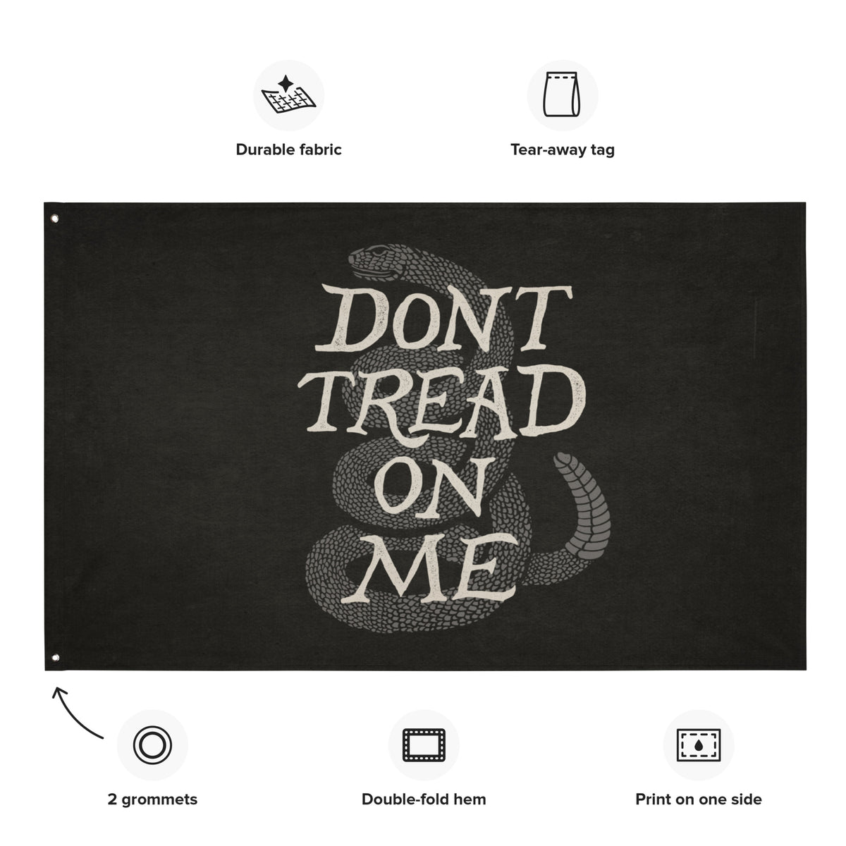 Black Gadsden Colonial Style Flag