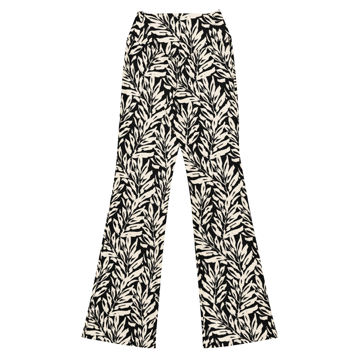 Khaki Leaf Kickers High-Waisted Butt-Lifting Flared Leggings