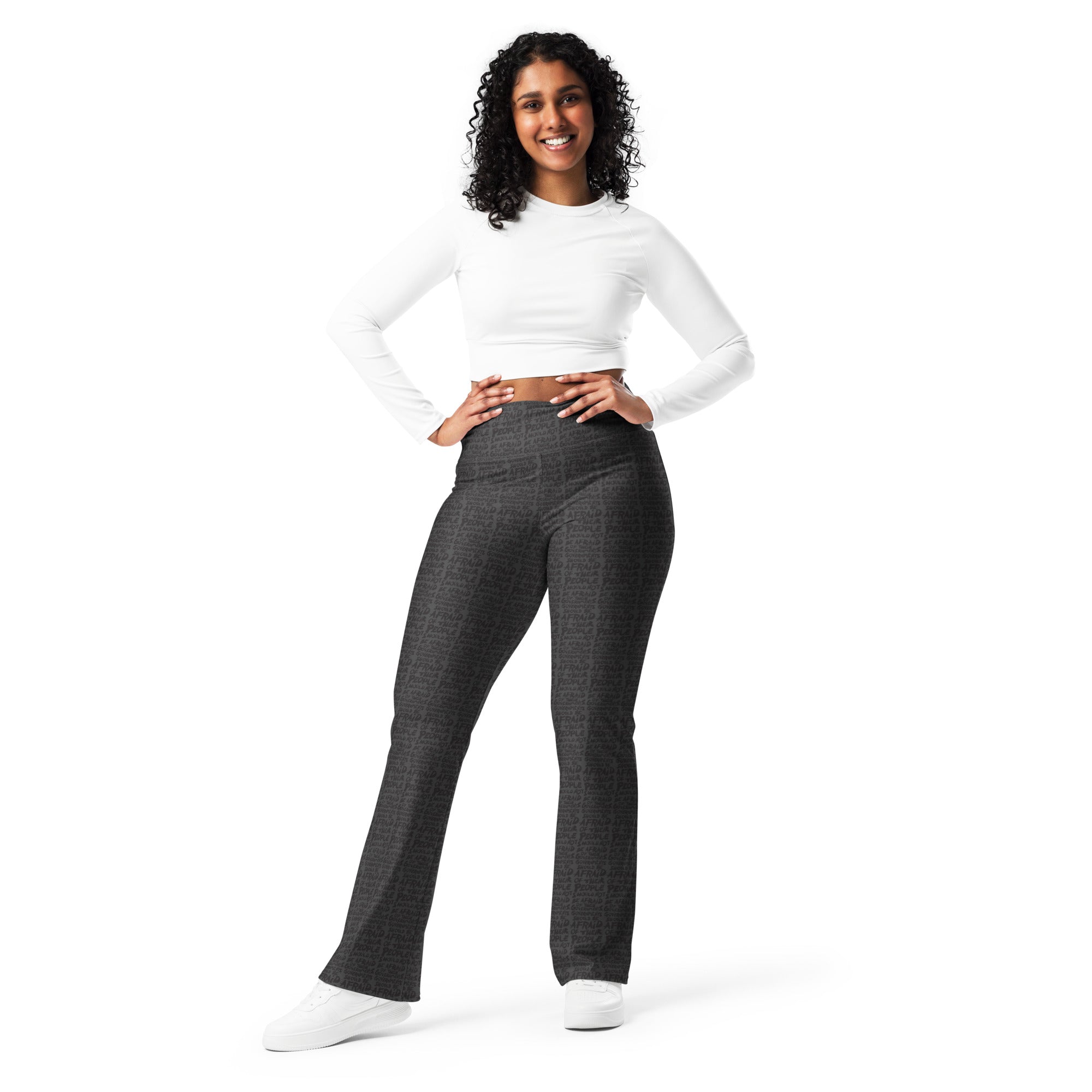 People Should Not Be Afraid of Their Governments Jefferson Quote High-Waist Flare Leggings