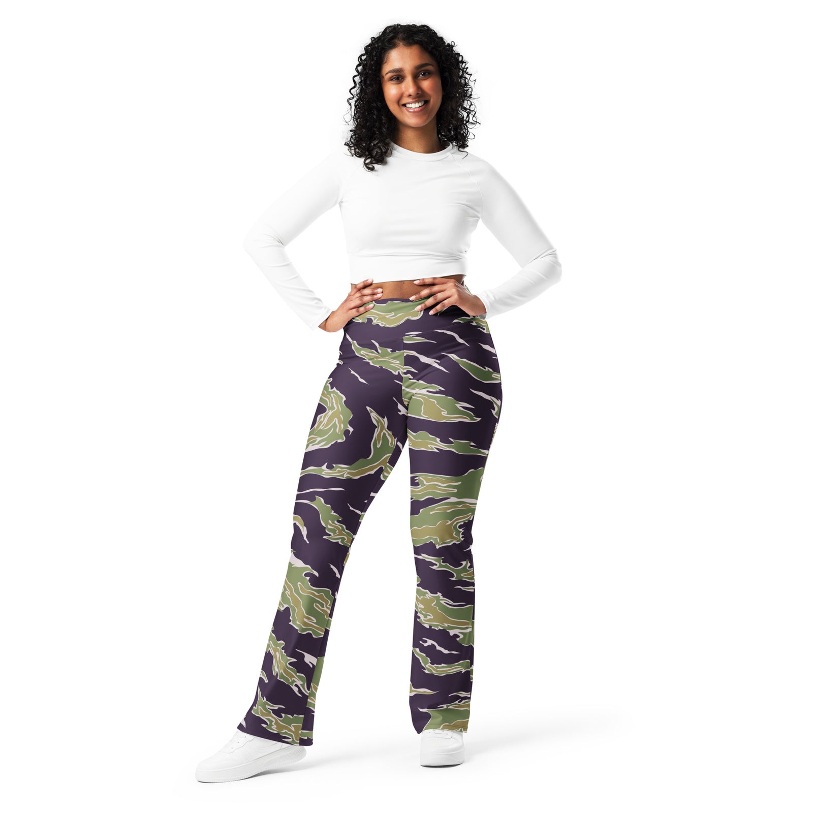 Jungle Tiger Stripe Camouflage Flare leggings