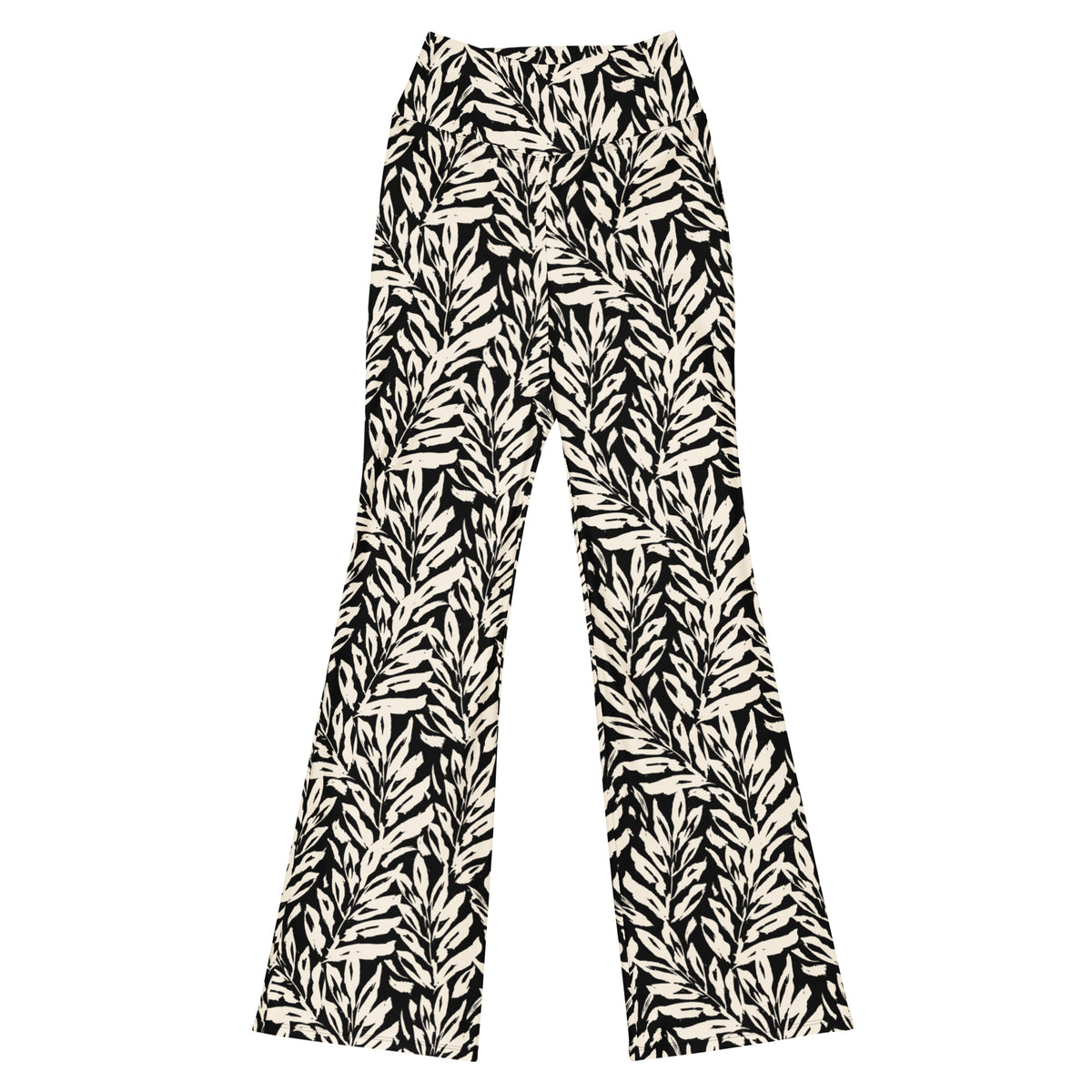 Khaki Leaf Kickers High-Waisted Butt-Lifting Flared Leggings