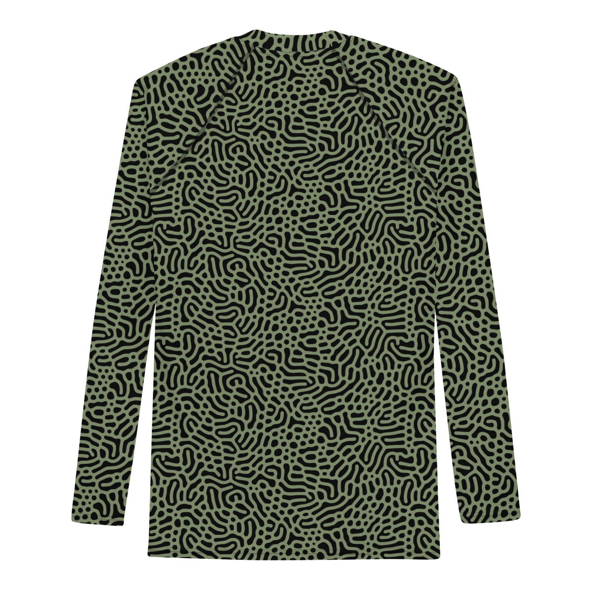 Maze Coral Military Green Men&#39;s Rash Guard
