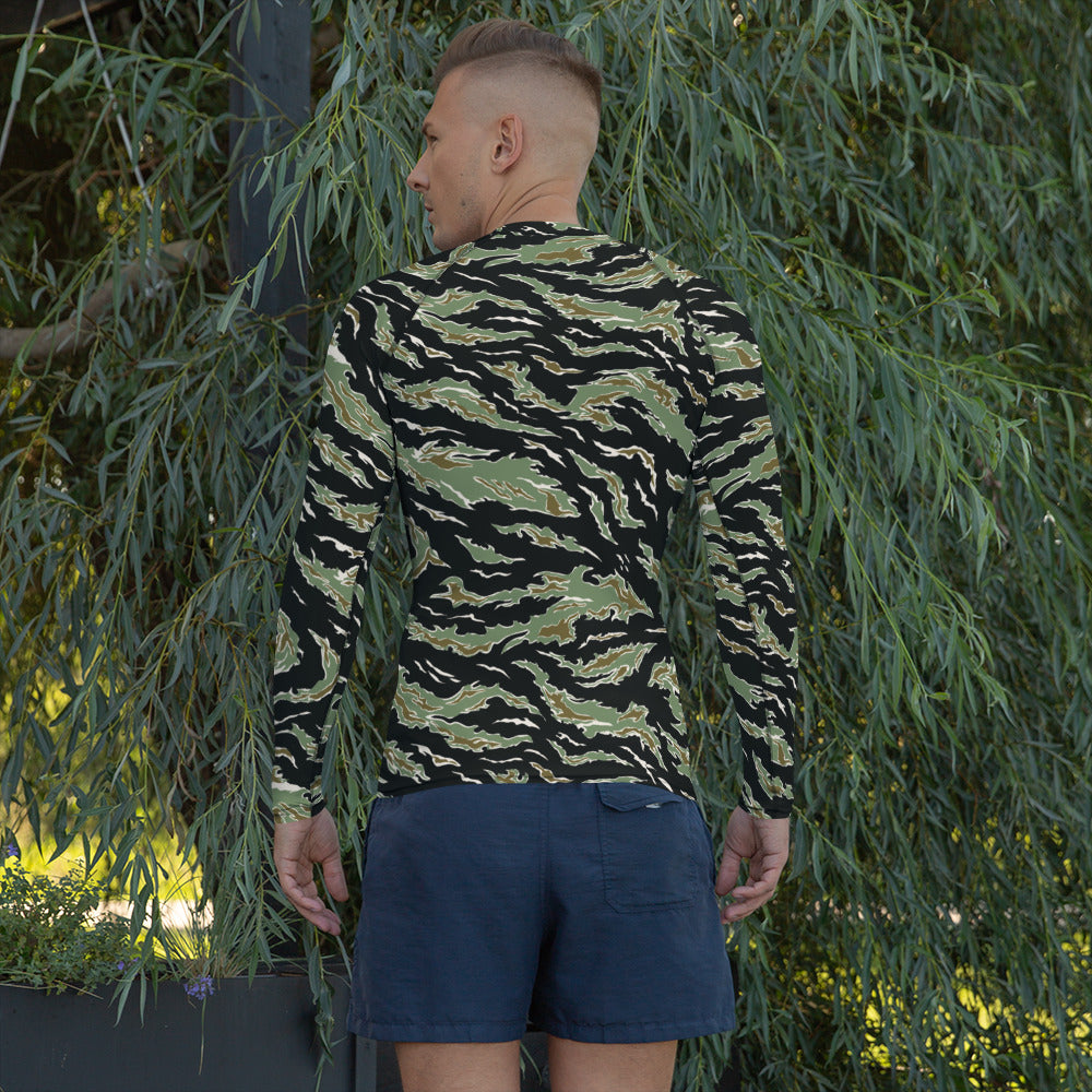 Tiger Stripe Deep Jungle Camouflage Men's Rash Guard
