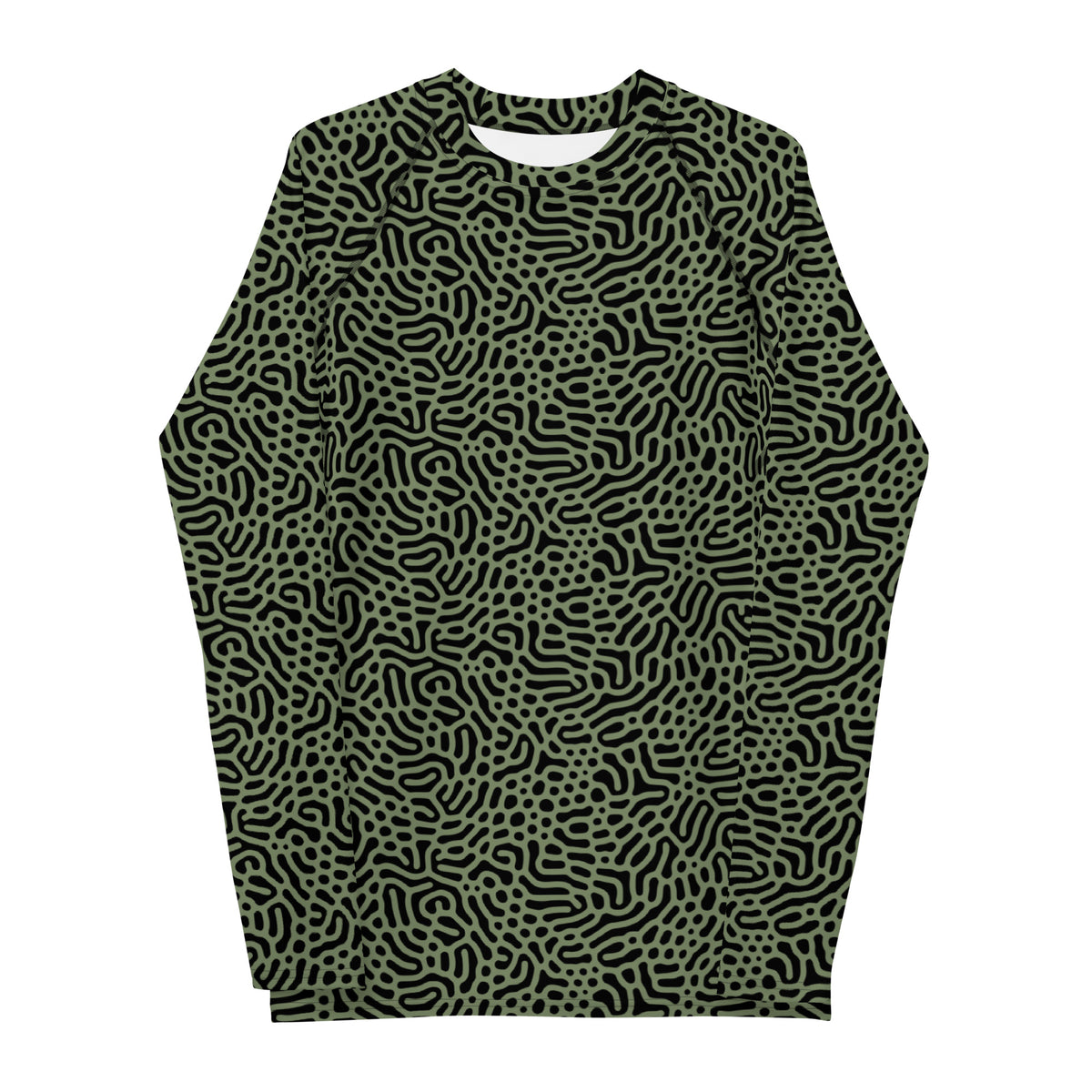 Maze Coral Military Green Men&#39;s Rash Guard
