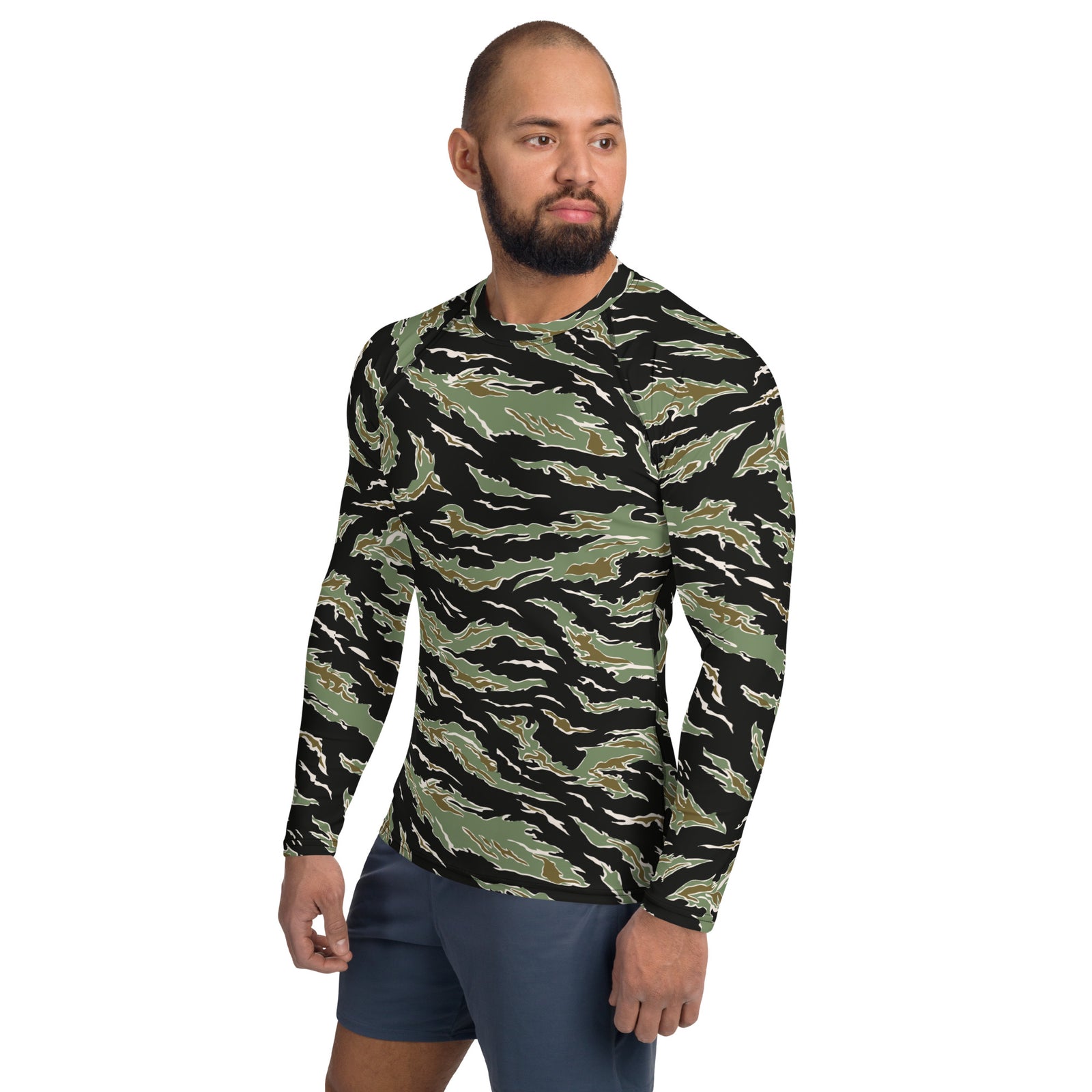 Tiger Stripe Deep Jungle Camouflage Men's Rash Guard
