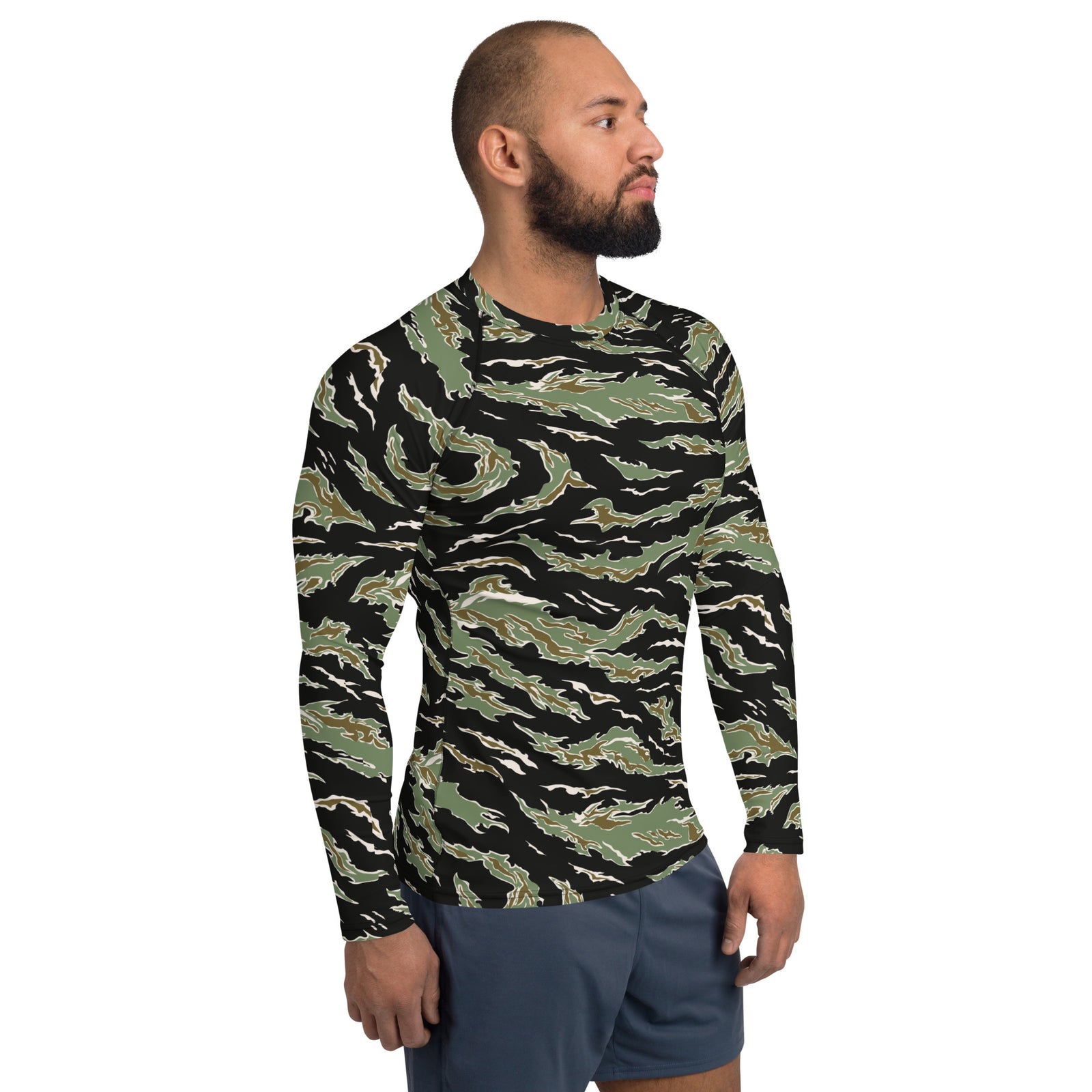 Tiger Stripe Deep Jungle Camouflage Men's Rash Guard