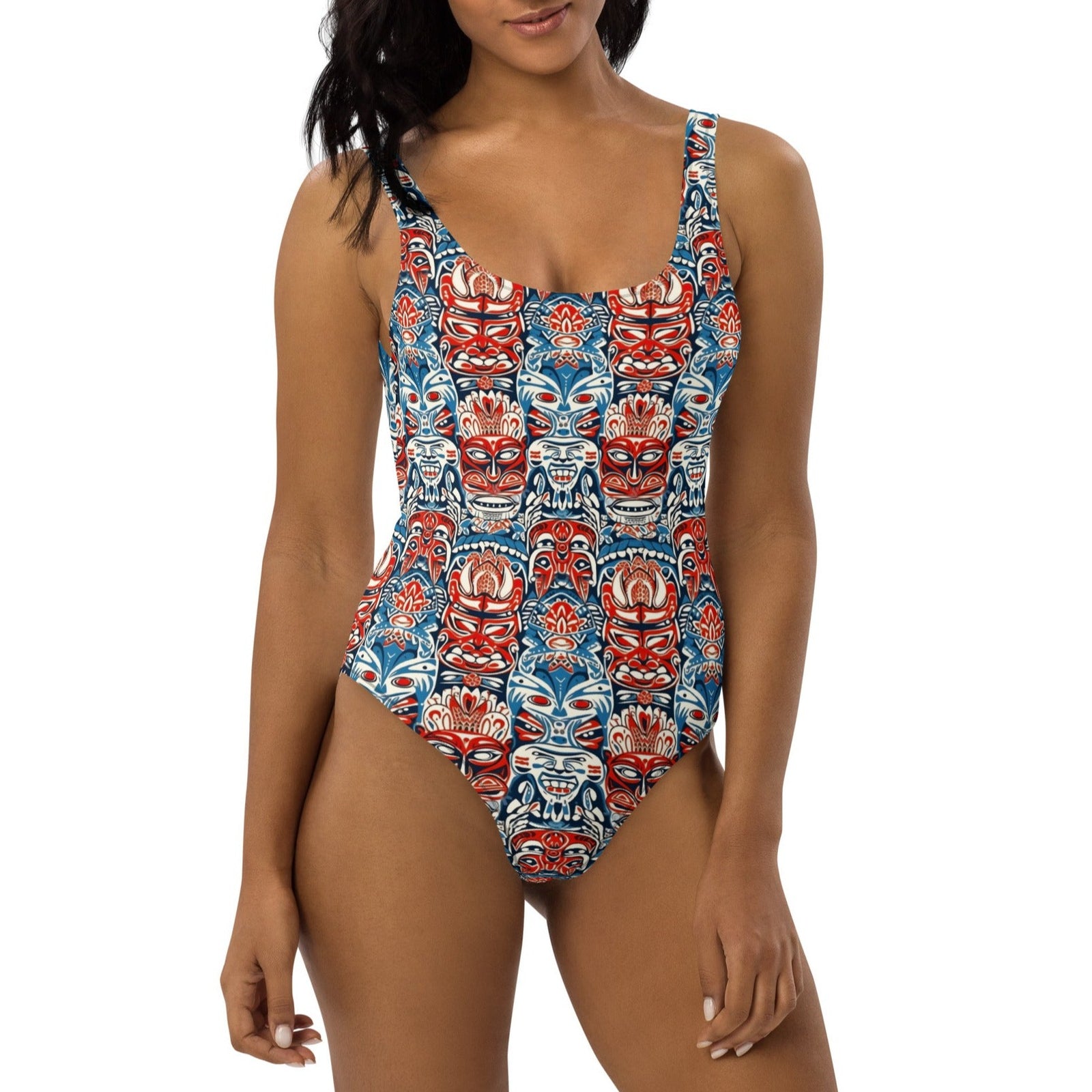 Freaky Deaky Tiki Hawaiian One-Piece Swimsuit