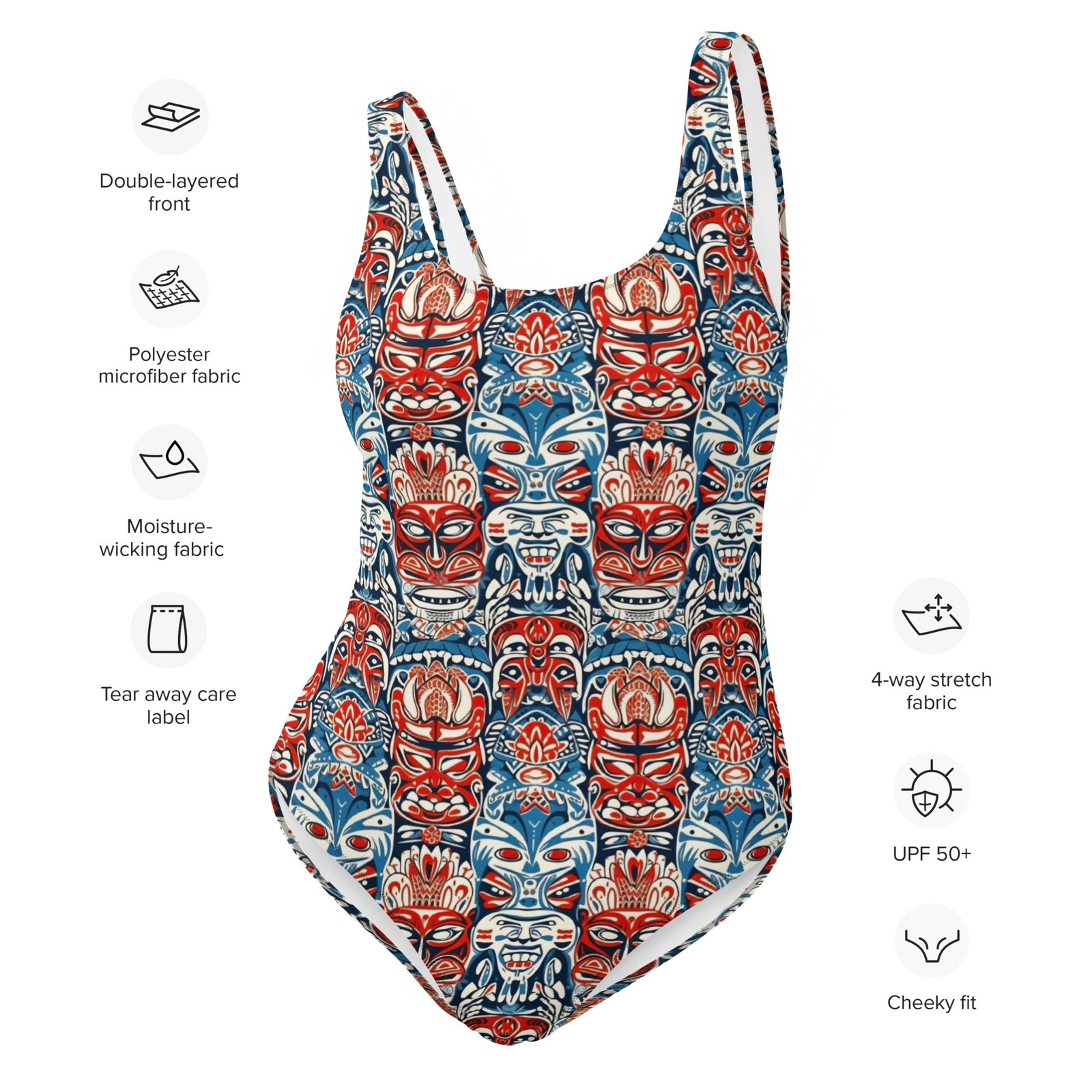 Freaky Deaky Tiki Hawaiian One-Piece Swimsuit
