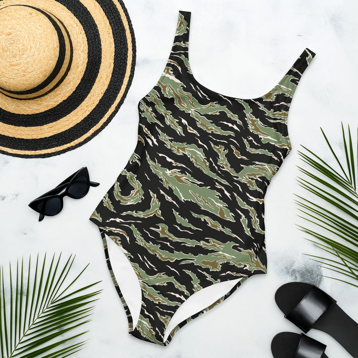 Tiger Stripe Camo One-Piece Swimsuit