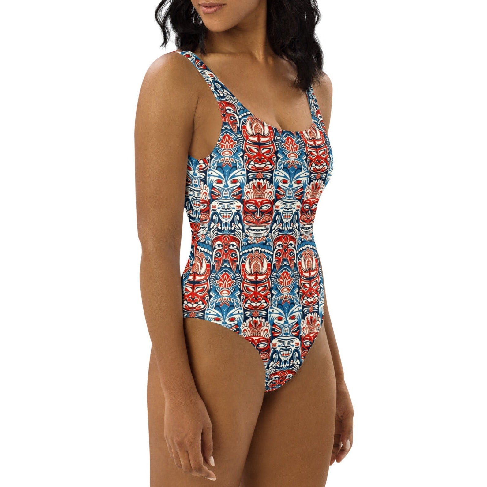 Freaky Deaky Tiki Hawaiian One-Piece Swimsuit