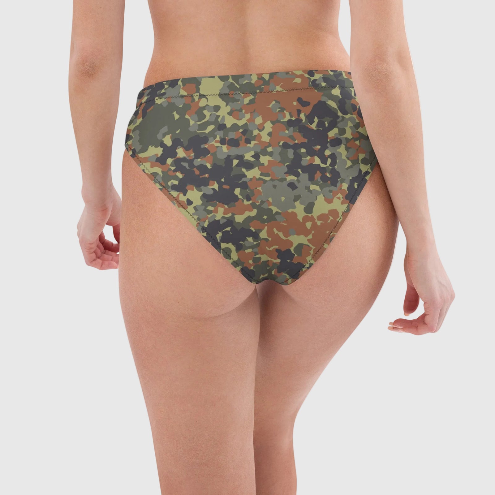 Camouflage-patterned underwear on a white background