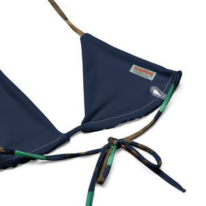 Watercolor Marine Camo String Bikini Top