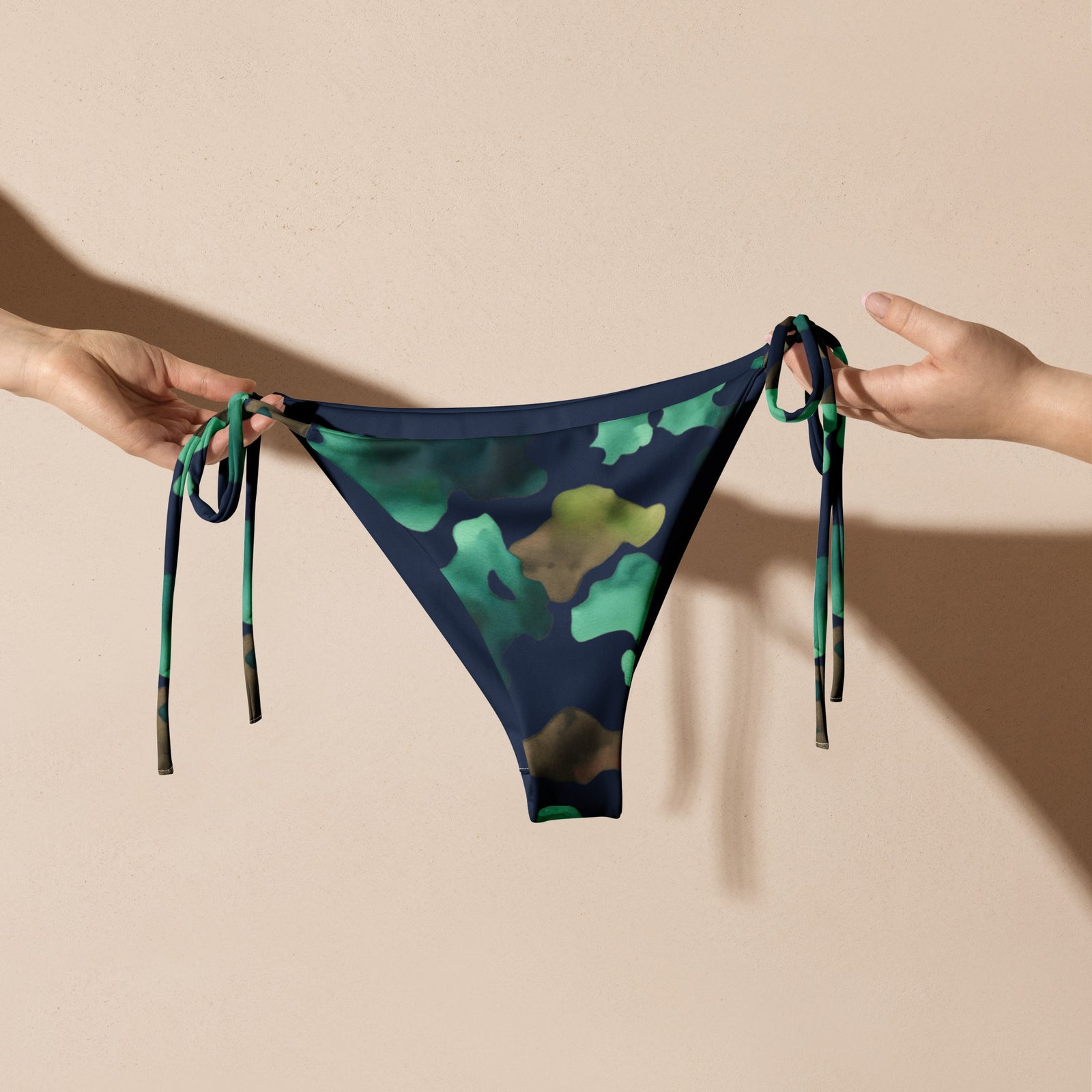 Watercolor Marine Camo String Bikini Bottom