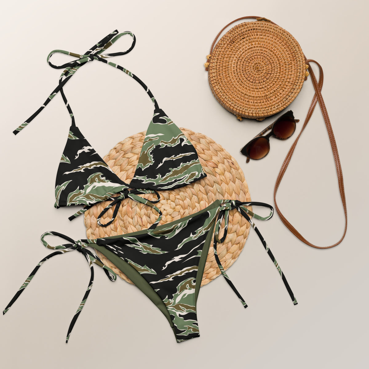 Tiger Stripe Jungle Camouflage String Bikini