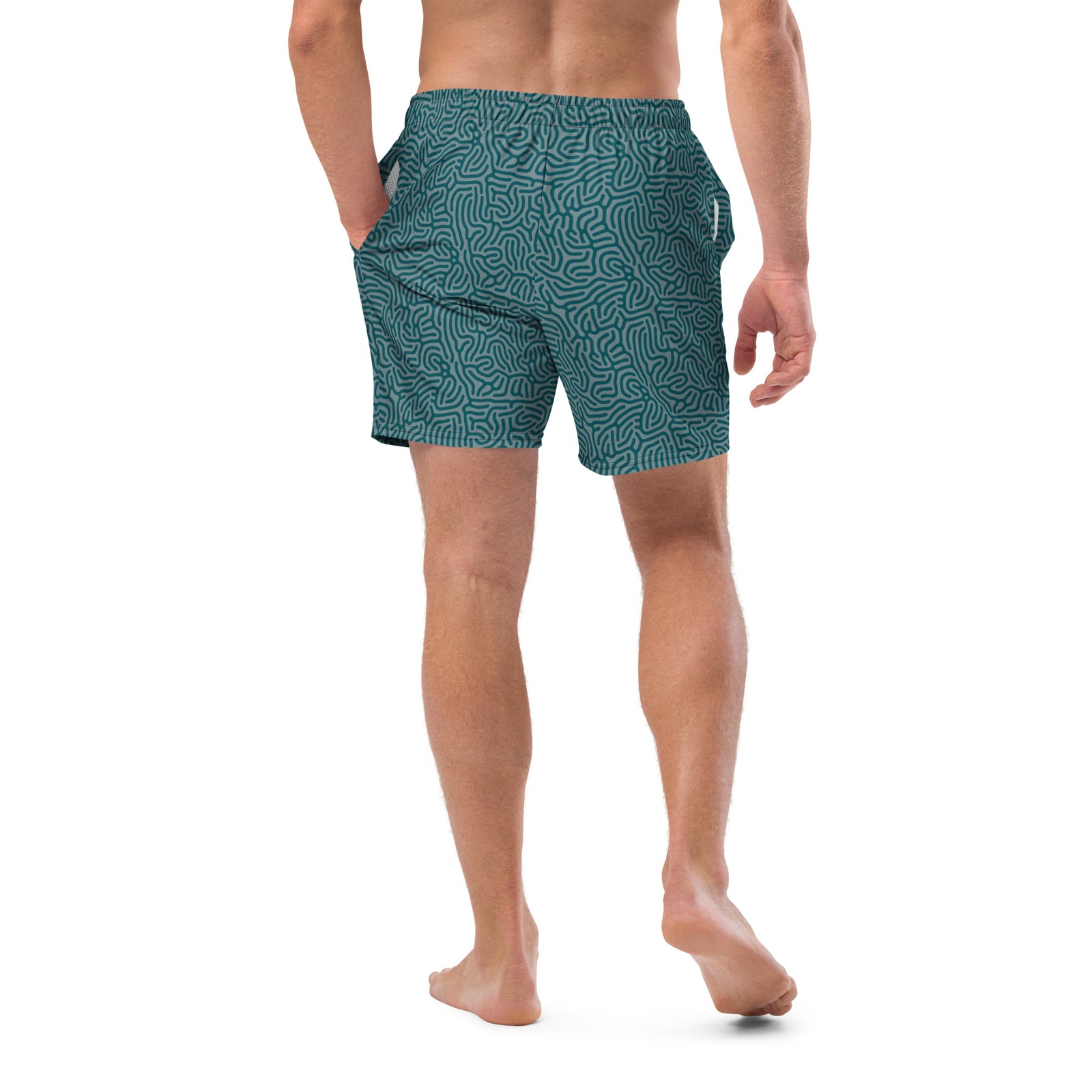 Maze Coral Sherpa Blue Men's Swim Trunks