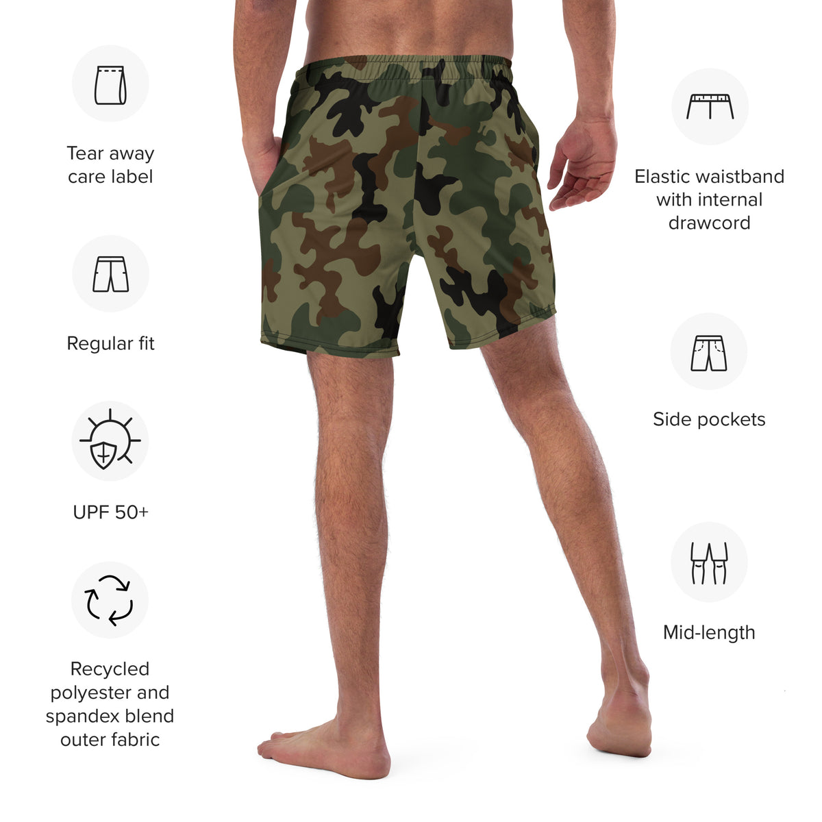 Seek and Disrupt Men&#39;s Camo Swim Trunks
