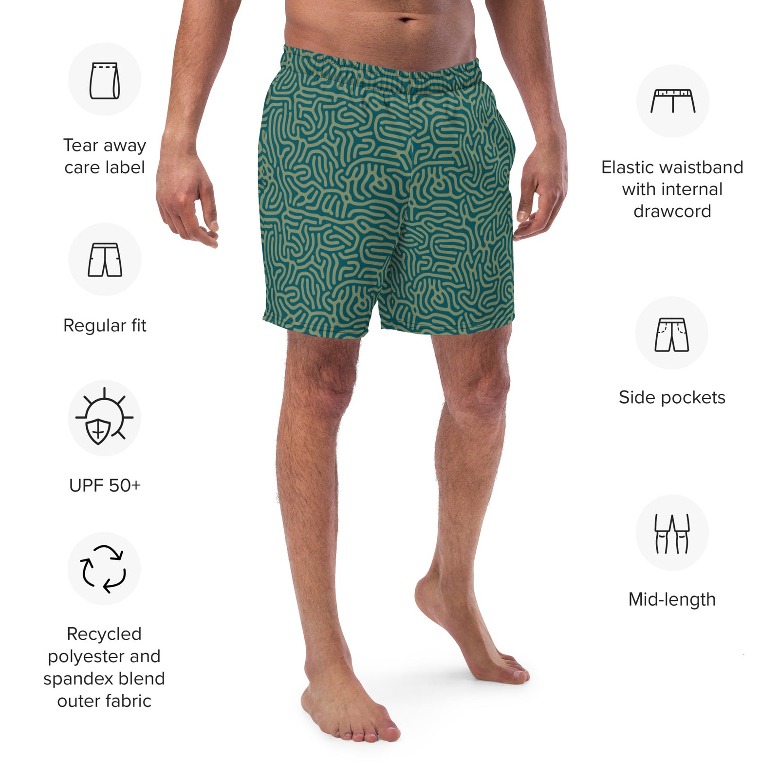 Maze Coral Cerulean Men's swim trunks