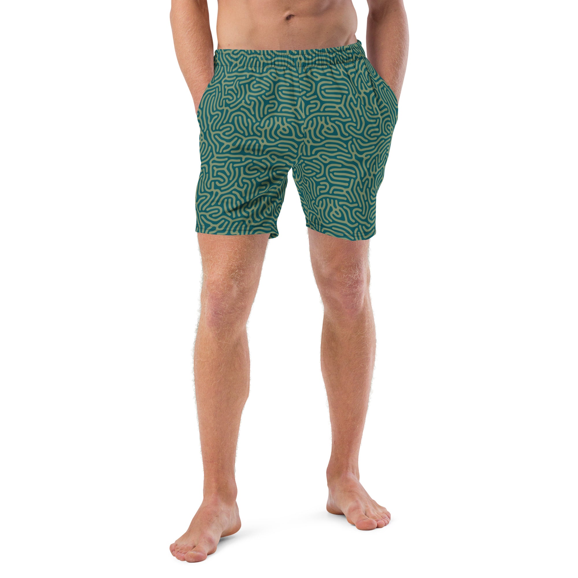 Maze Coral Cerulean Men's swim trunks
