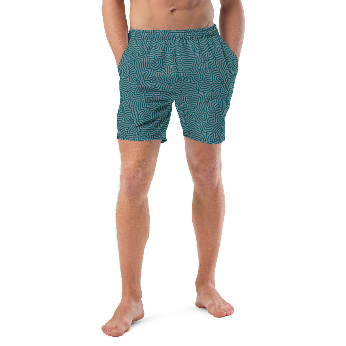 Maze Coral Sherpa Blue Men&#39;s Swim Trunks