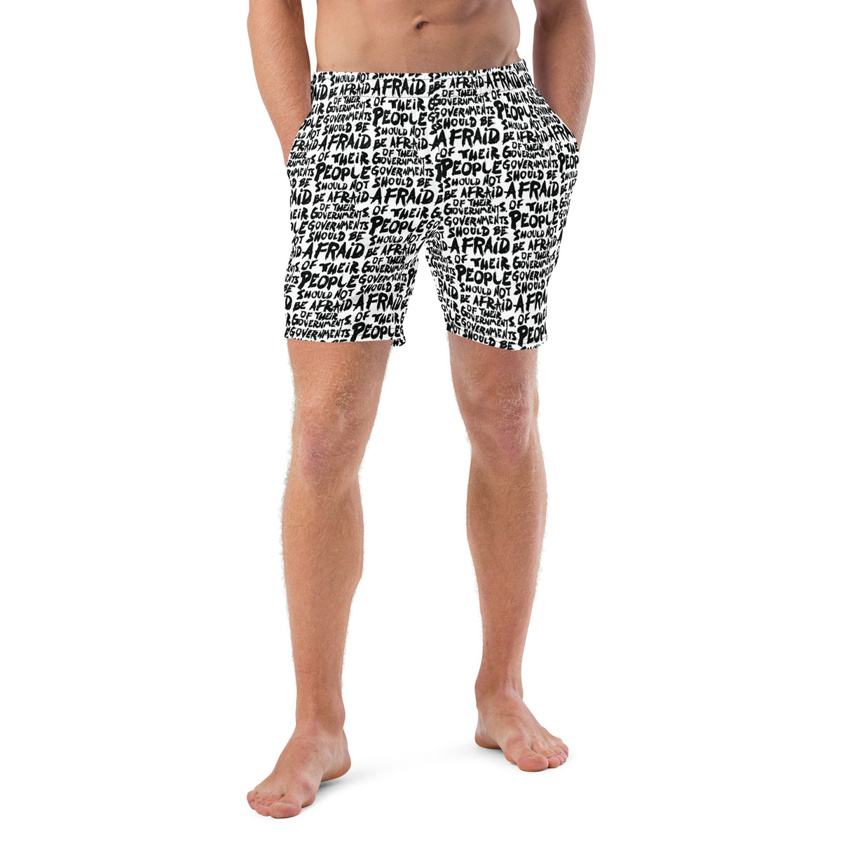 People Should Not Be Afraid of Their Governments Jefferson Quote Men&#39;s Swim Trunks