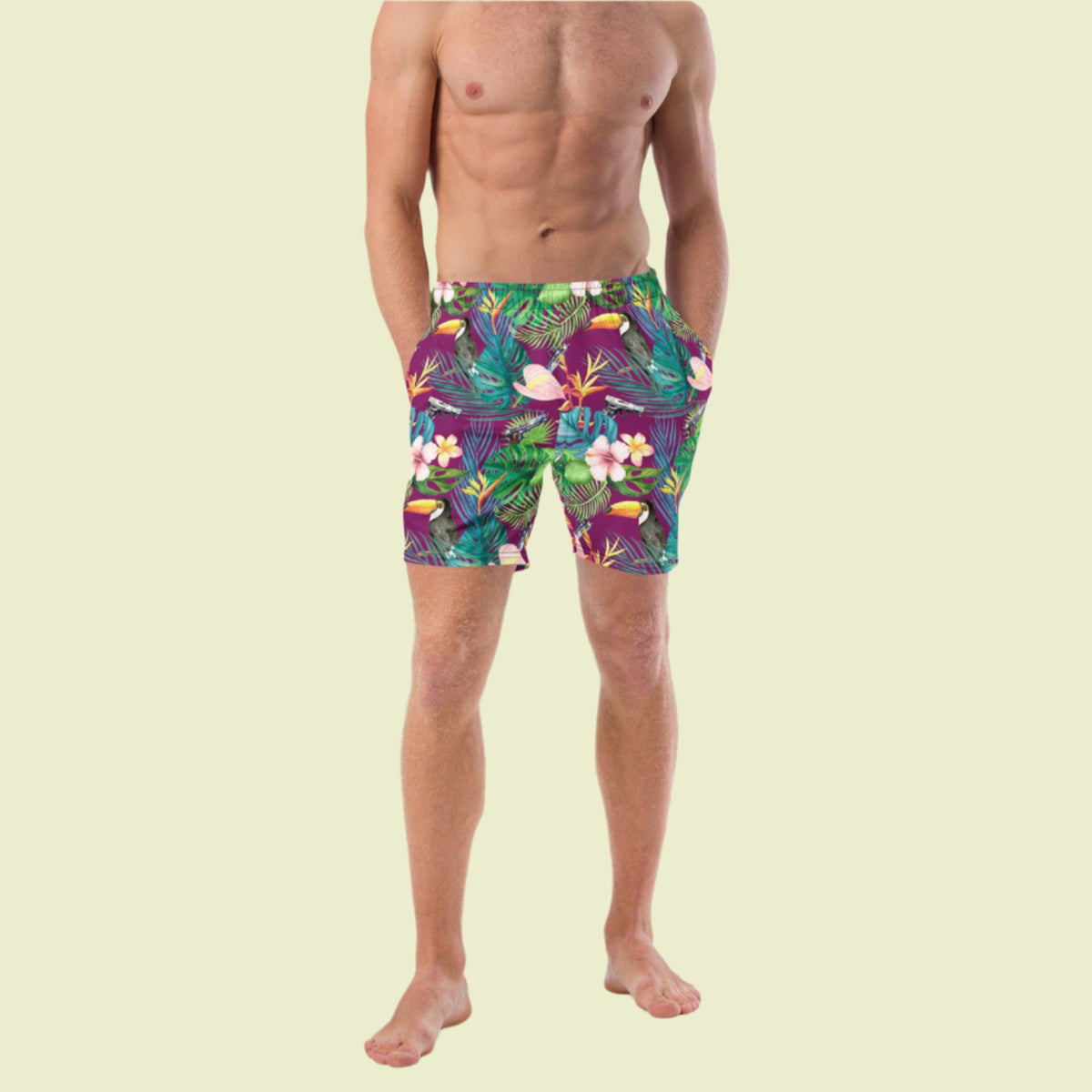 Hibiscus Bang Bang Sunset Hawaiian Men&#39;s Swim Trunks