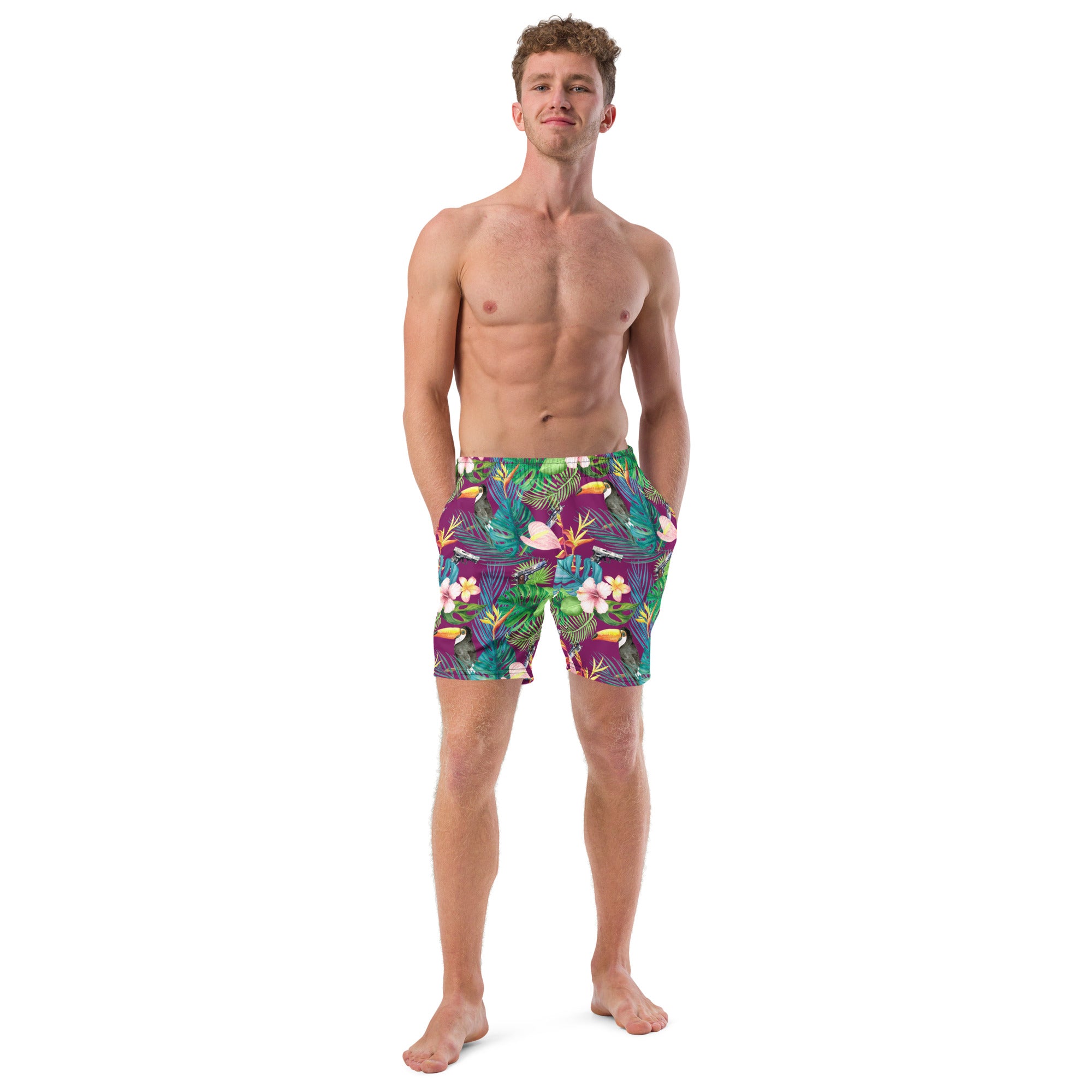 Hibiscus Bang Bang Sunset Hawaiian Men's swim trunks